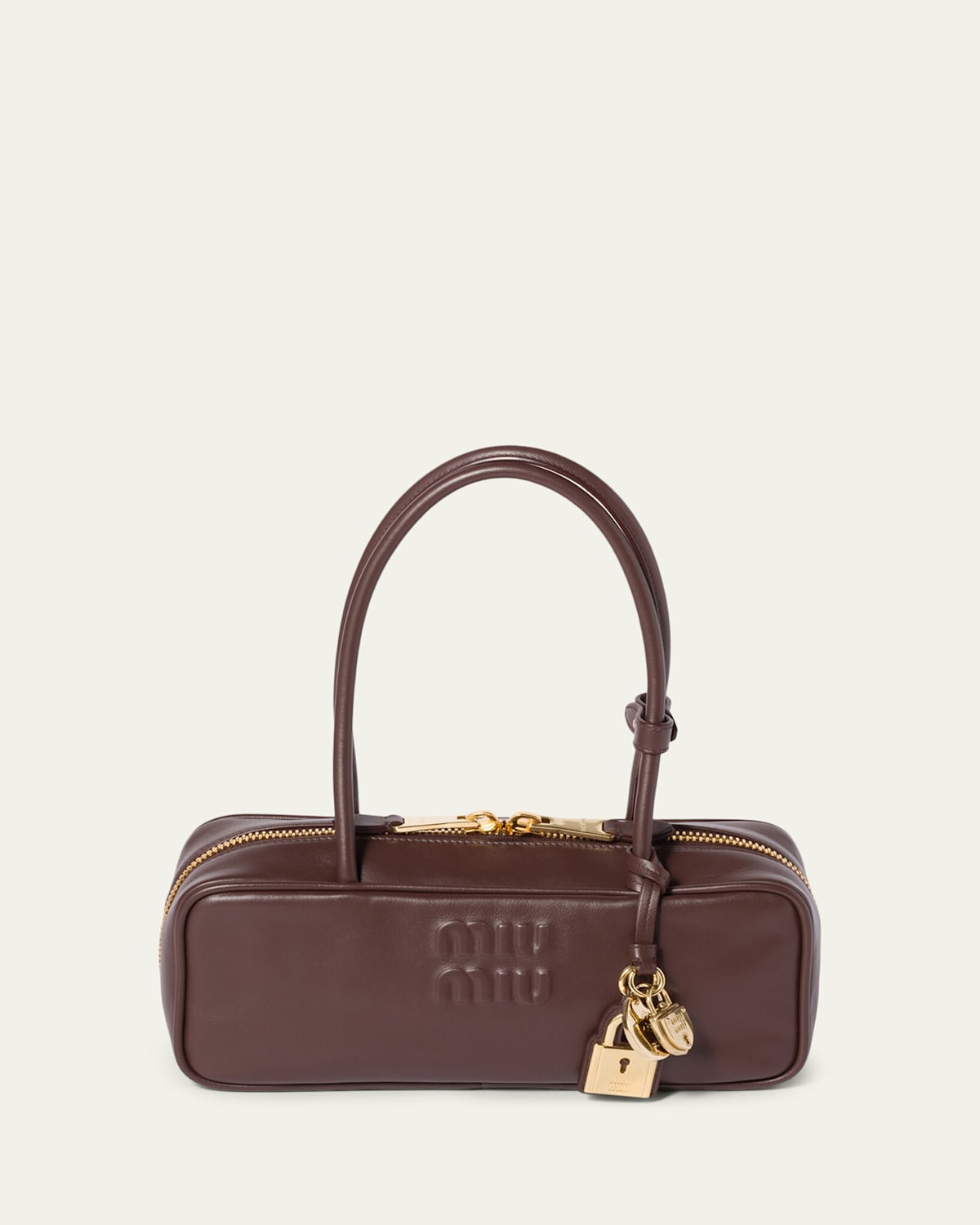 Miu Miu Beau Small Leather Shoulder Bag In Brown