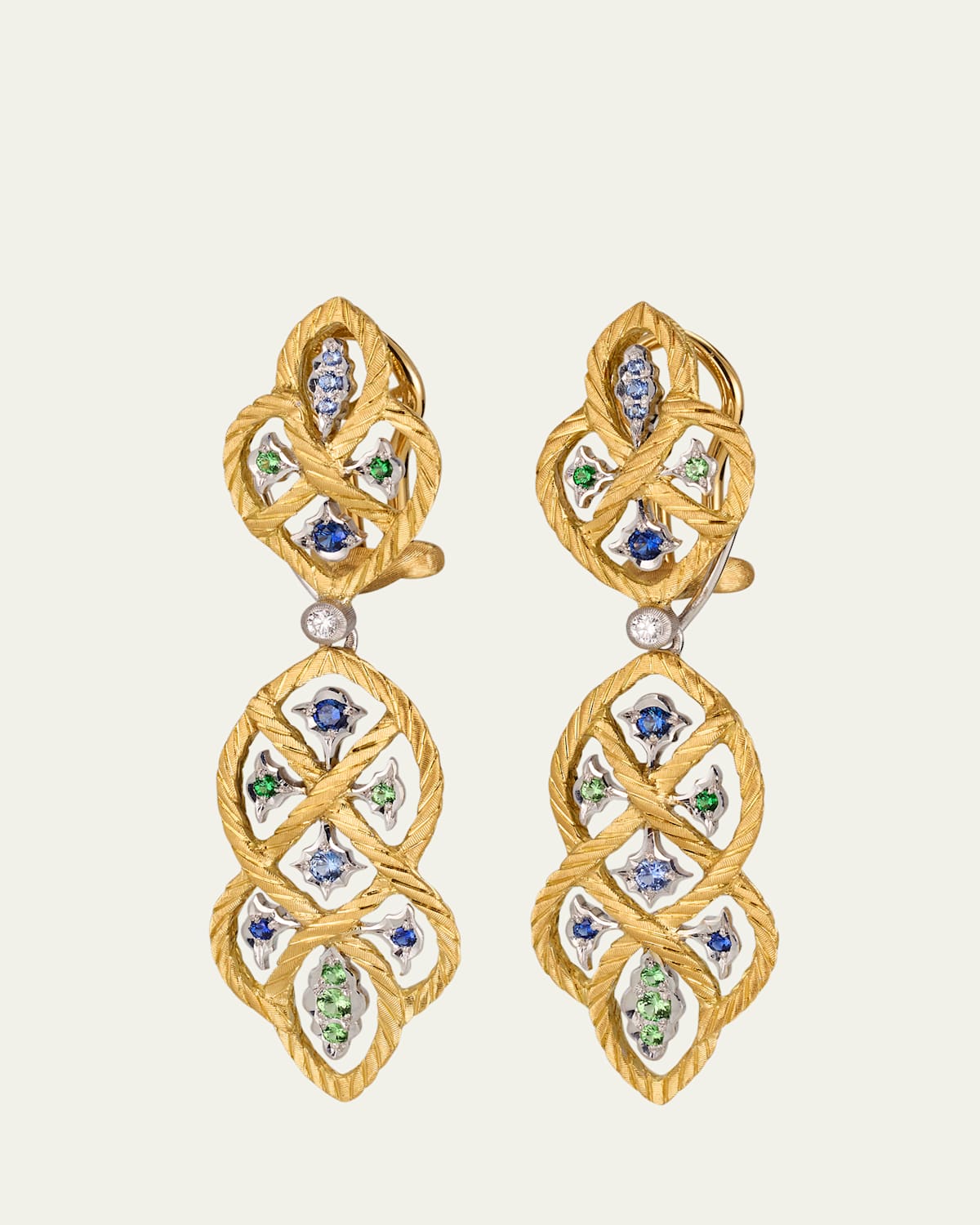Etoilee Color Diamond, Tsavorite and Sapphire Convertible Drop Earrings