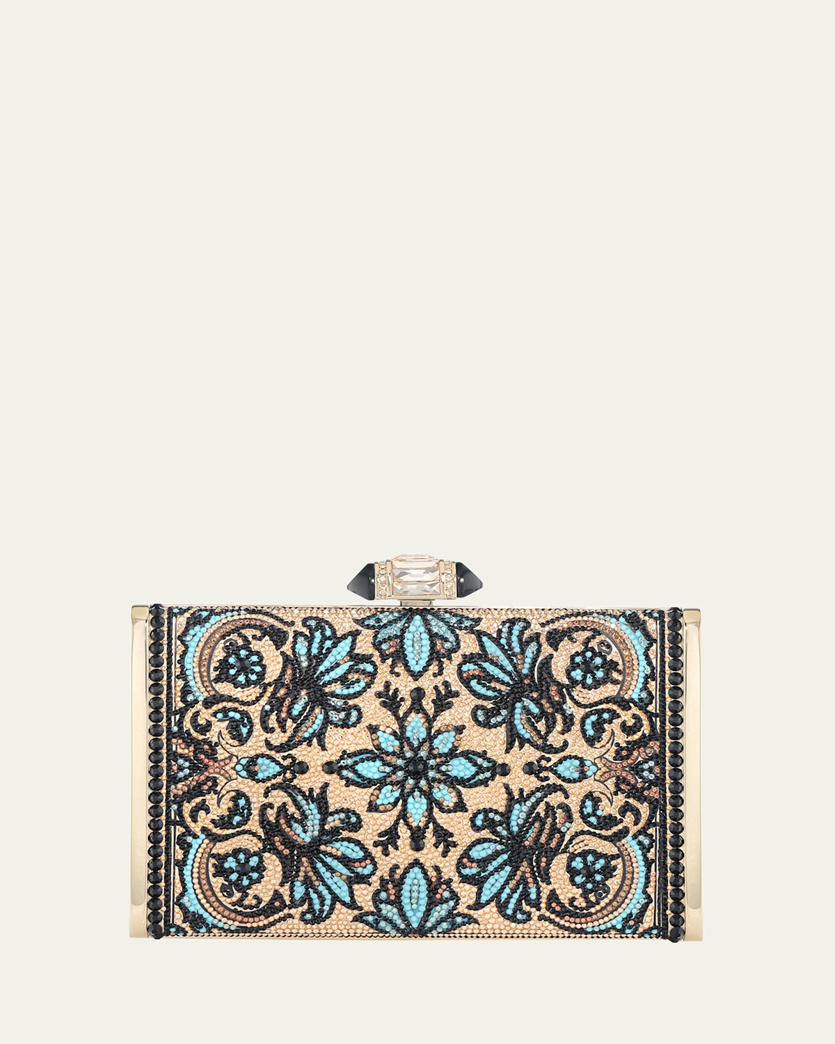 Floral Crystal Rectangle Clutch Bag