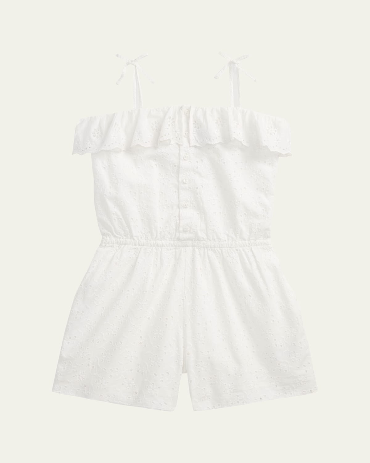 Ralph Lauren Girl's Eyelet Embroidered Romper In White
