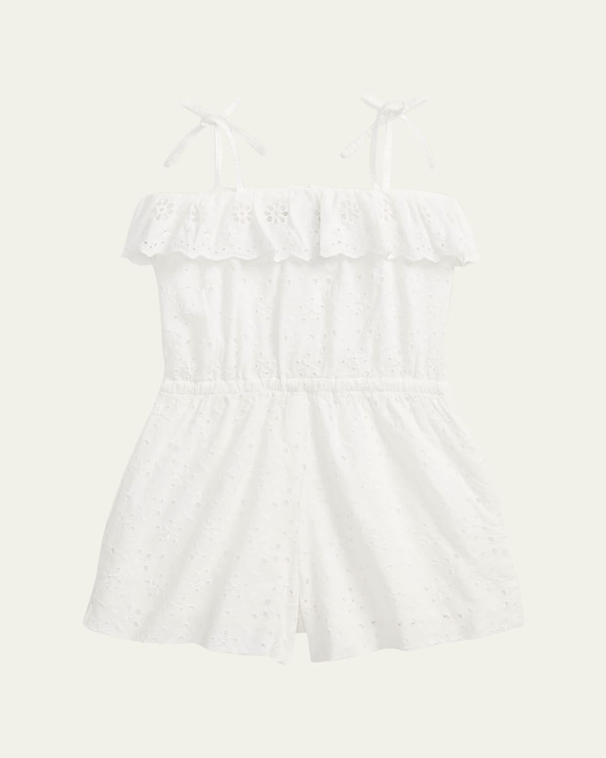 Ralph Lauren Girl's Eyelet Embroidered Romper In White