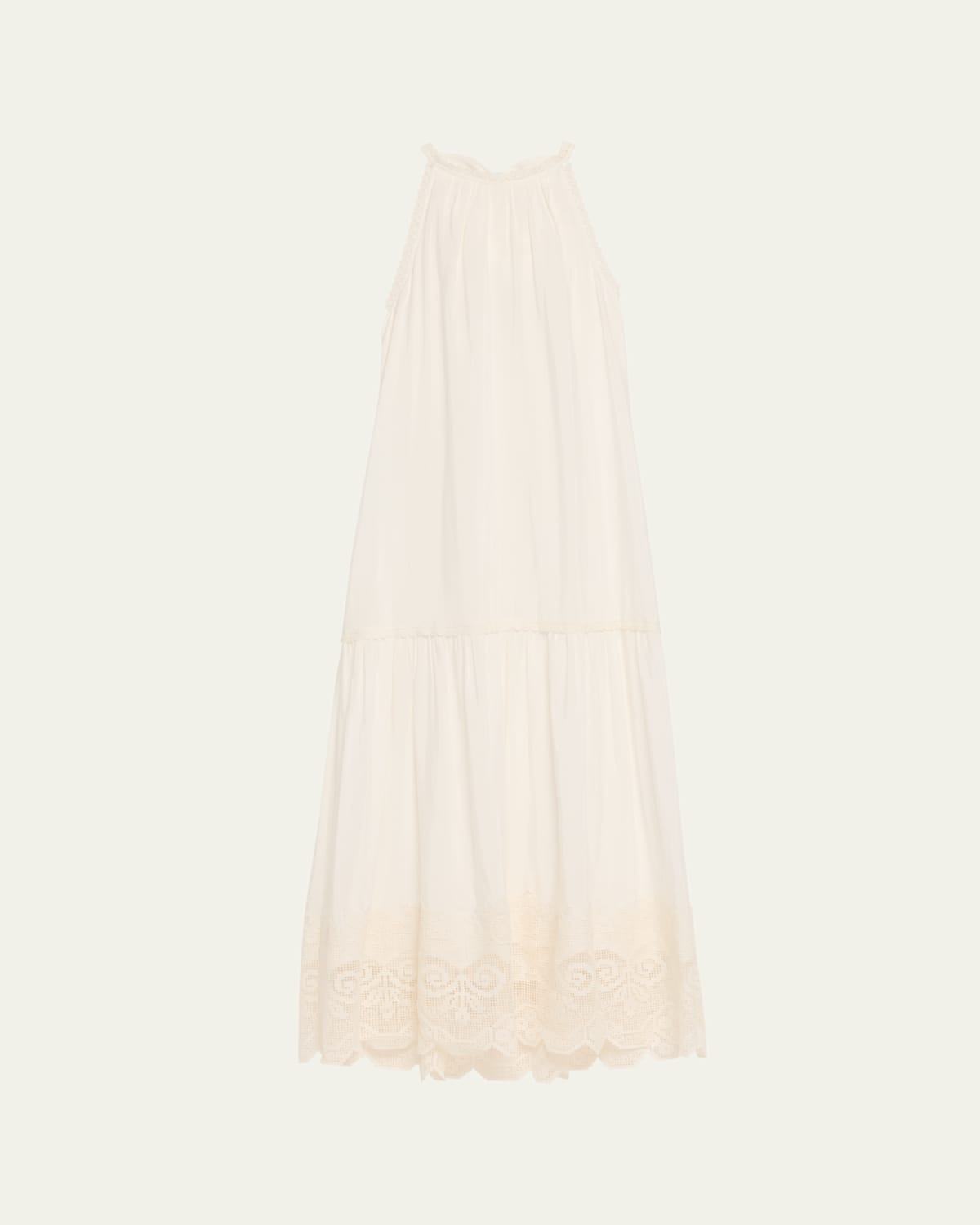Teri Lace-Trim Halter Maxi Dress