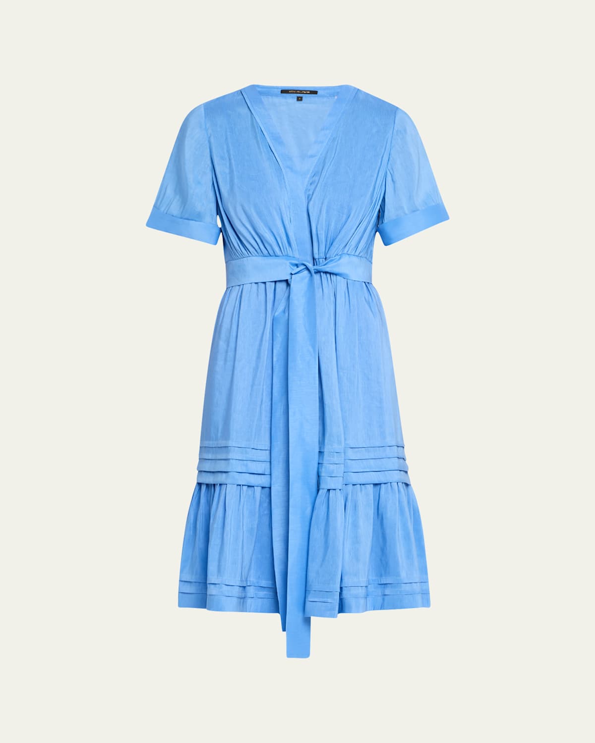 Miranda Pintuck Tiered Linen-Silk Midi Dress