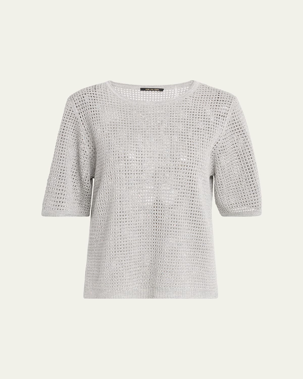 Crewneck Mesh-Knit Sweater