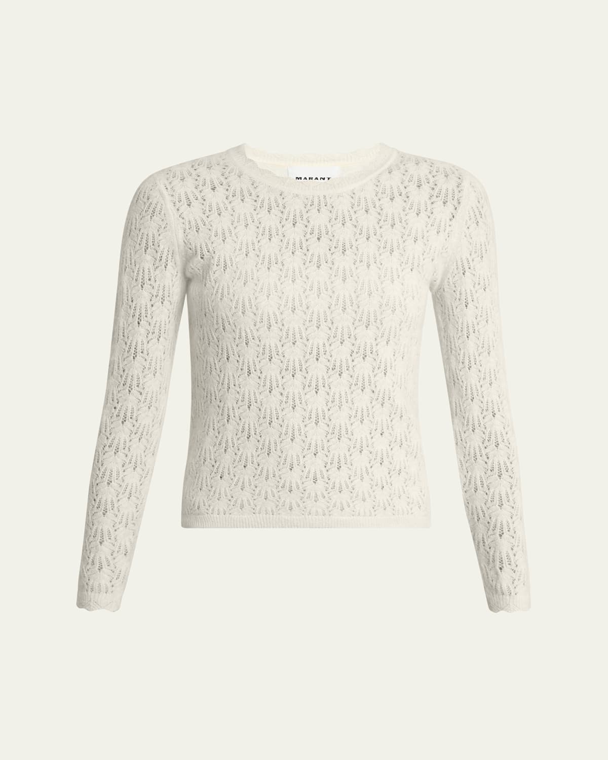 Isabel Marant Étoile Obeline Pointelle Crewneck Sweater In White