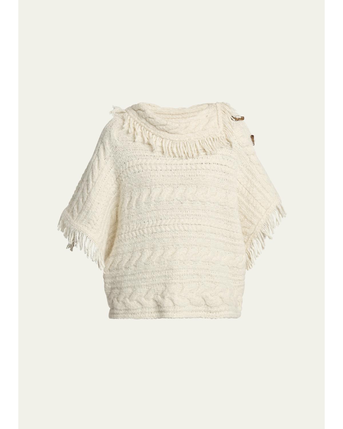 Blanche Fringe Cable-Knit Sweater