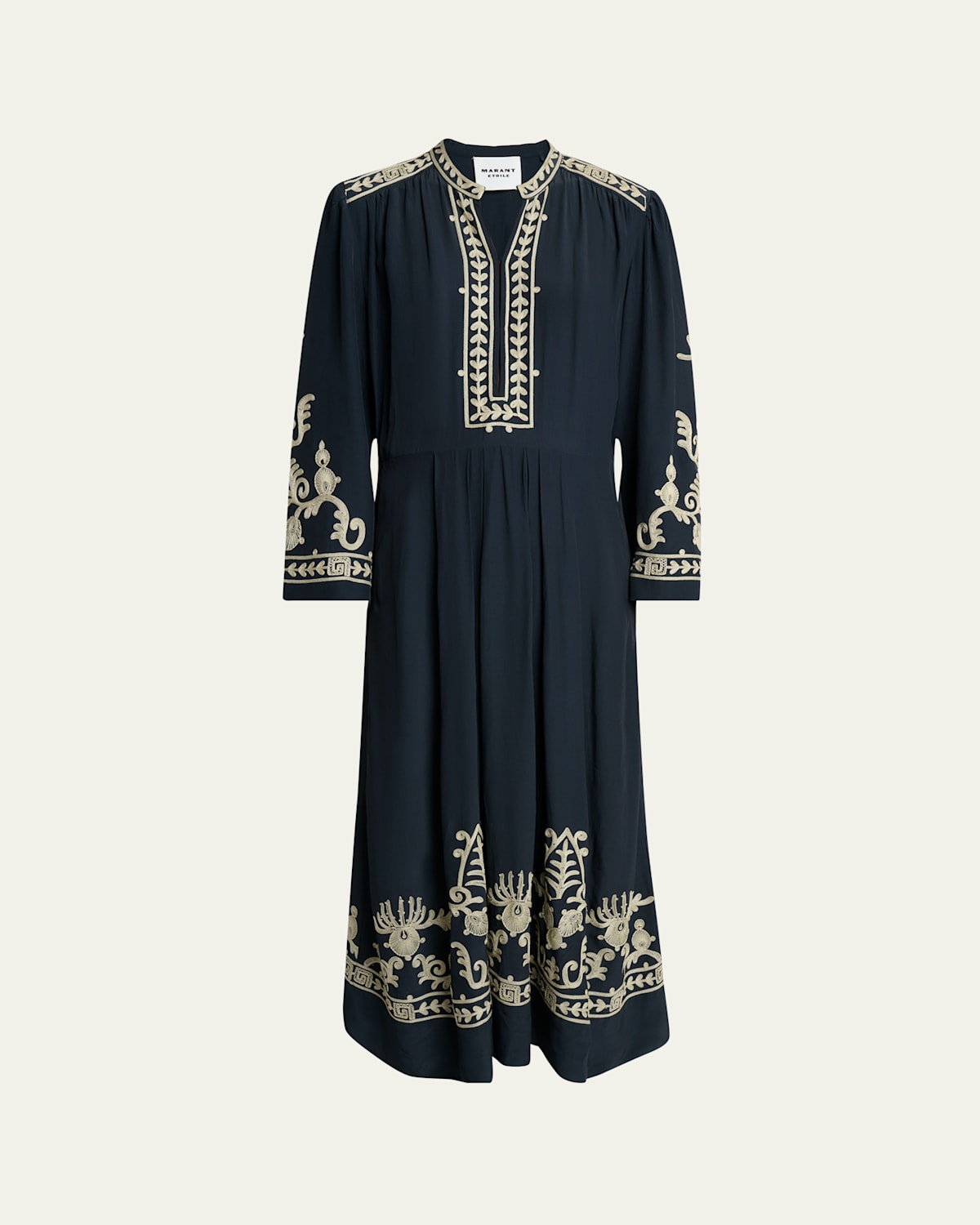 Isabel Marant Étoile Feliana Embroidered Midi Tunic Dress In Black