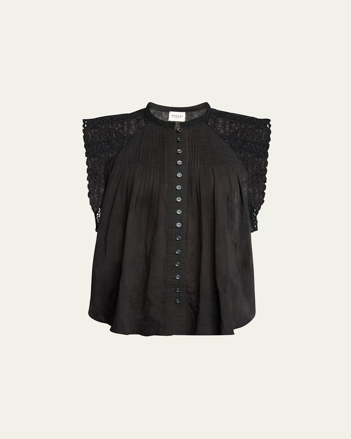 Gresia Sleeveless Lace Button-Front Top