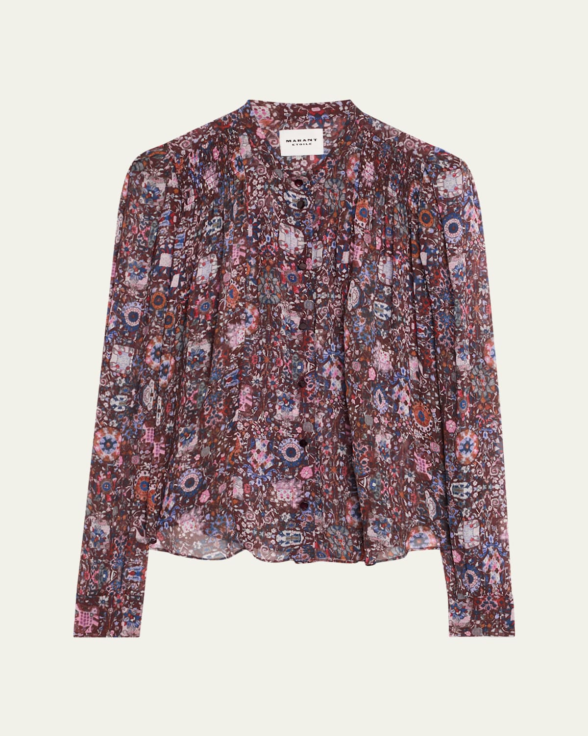 Isabel Marant Étoile Noeline Printed Long-sleeve Blouse In Purple