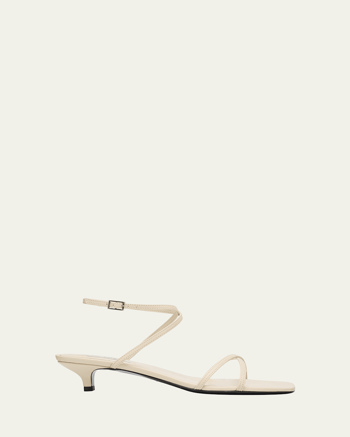 Crossover Leather Kitten-Heel Sandals