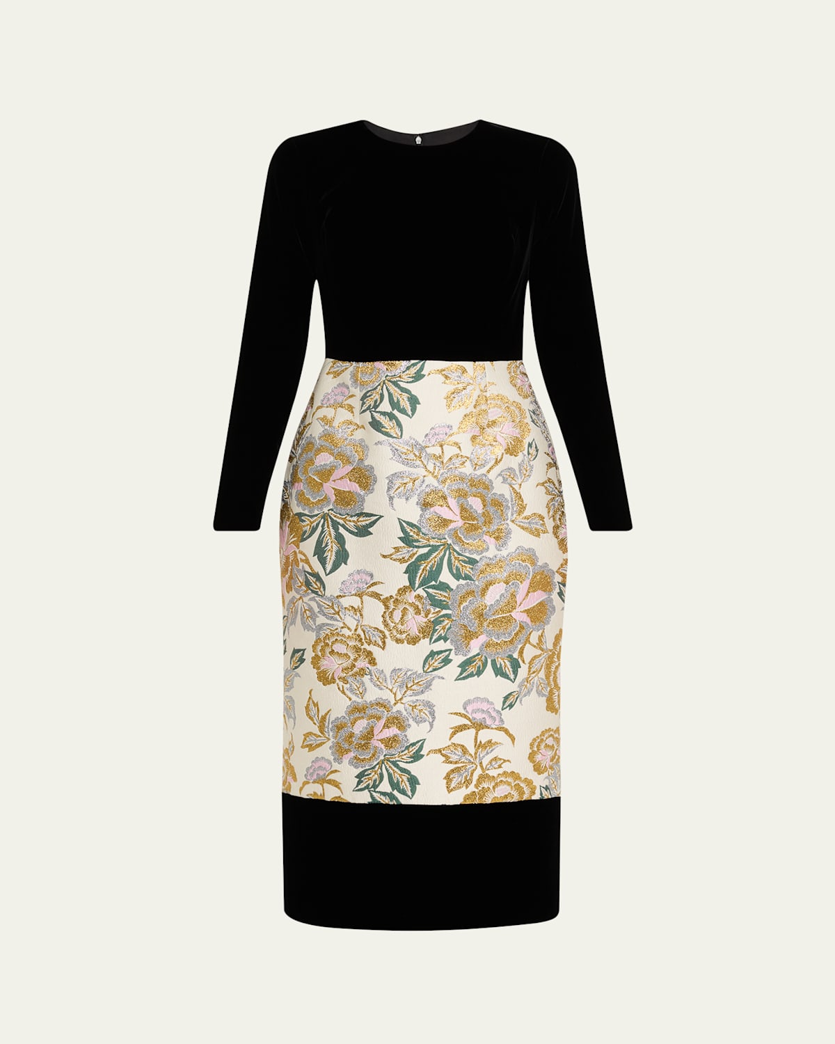Carolina Herrera Floral Jacquard Crewneck Midi Dress In Animal Print