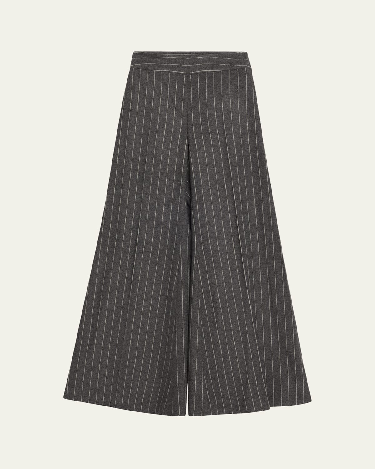 Carolina Herrera Diane Pinstripe Wool Blend Wide Leg Pants In Gray
