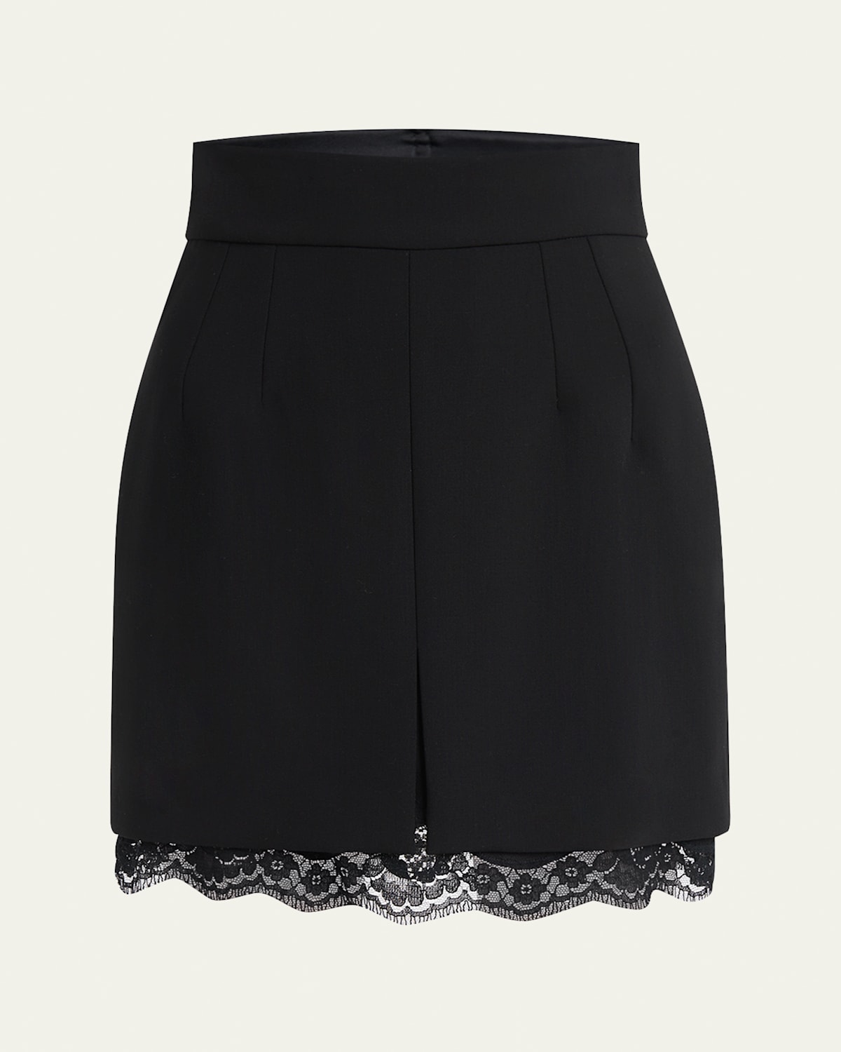 Dolce & Gabbana Lana Double Crepe Lace-trim Mini Skirt In Black