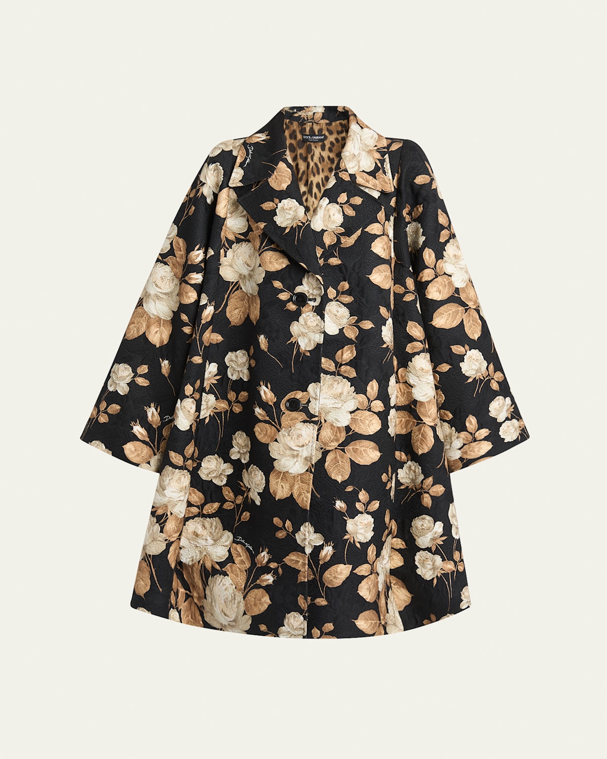 Dolce & Gabbana Embroidered Floral Pattern Coat With Long Sleeves