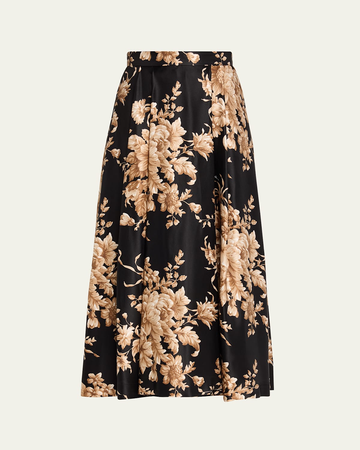 Dolce & Gabbana Rose Douchesse Cretonne Midi Skirt In Black