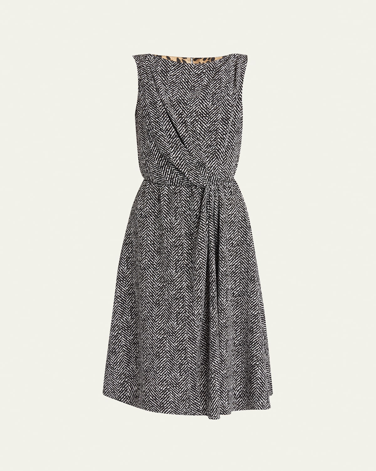 Dolce & Gabbana Heavy Crepe Dress With Chevron Print Dresses Grey
