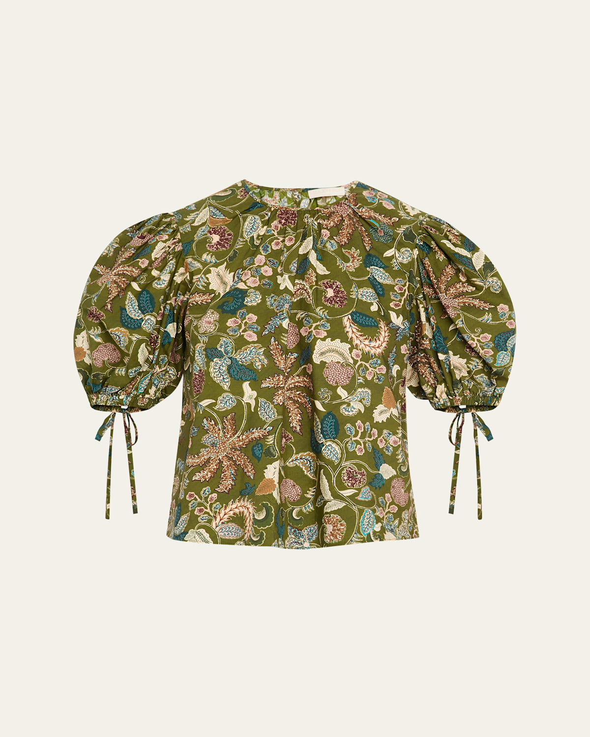 Ulla Johnson Coralie Puff-sleeve Blouse In Green
