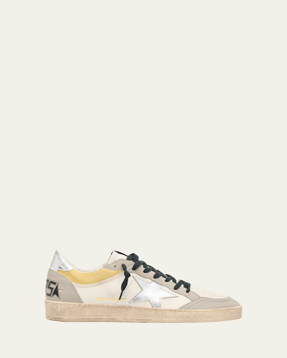 Golden Goose Men's Ballstar Metallic Leather Low-top Sneakers, Exclusive In White/grey