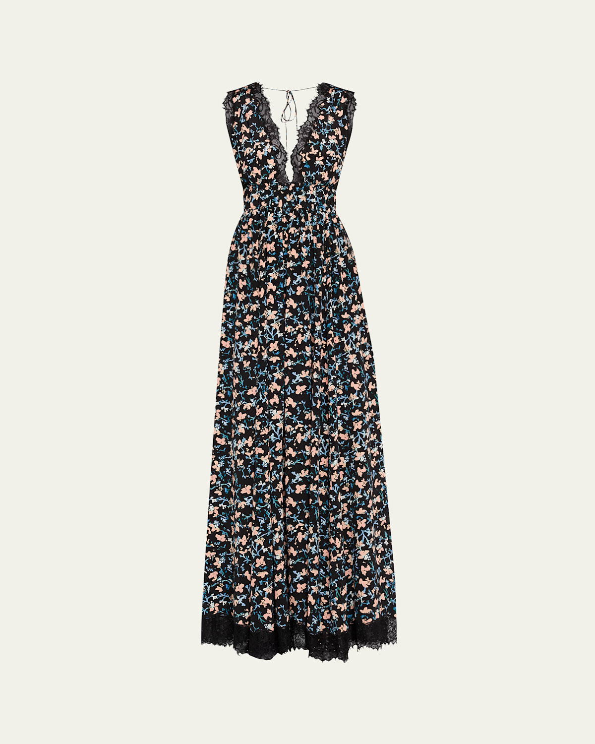 Ulla Johnson Marguerite V-neck Silk Lace Gown In Black