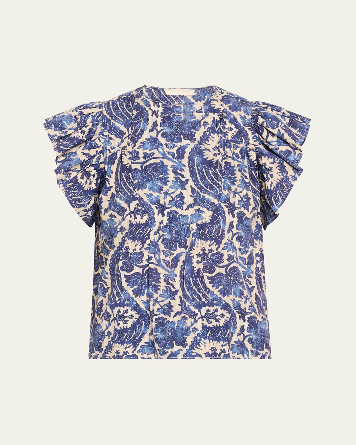 Ulla Johnson Sienna Flutter-sleeve Blouse In Blue