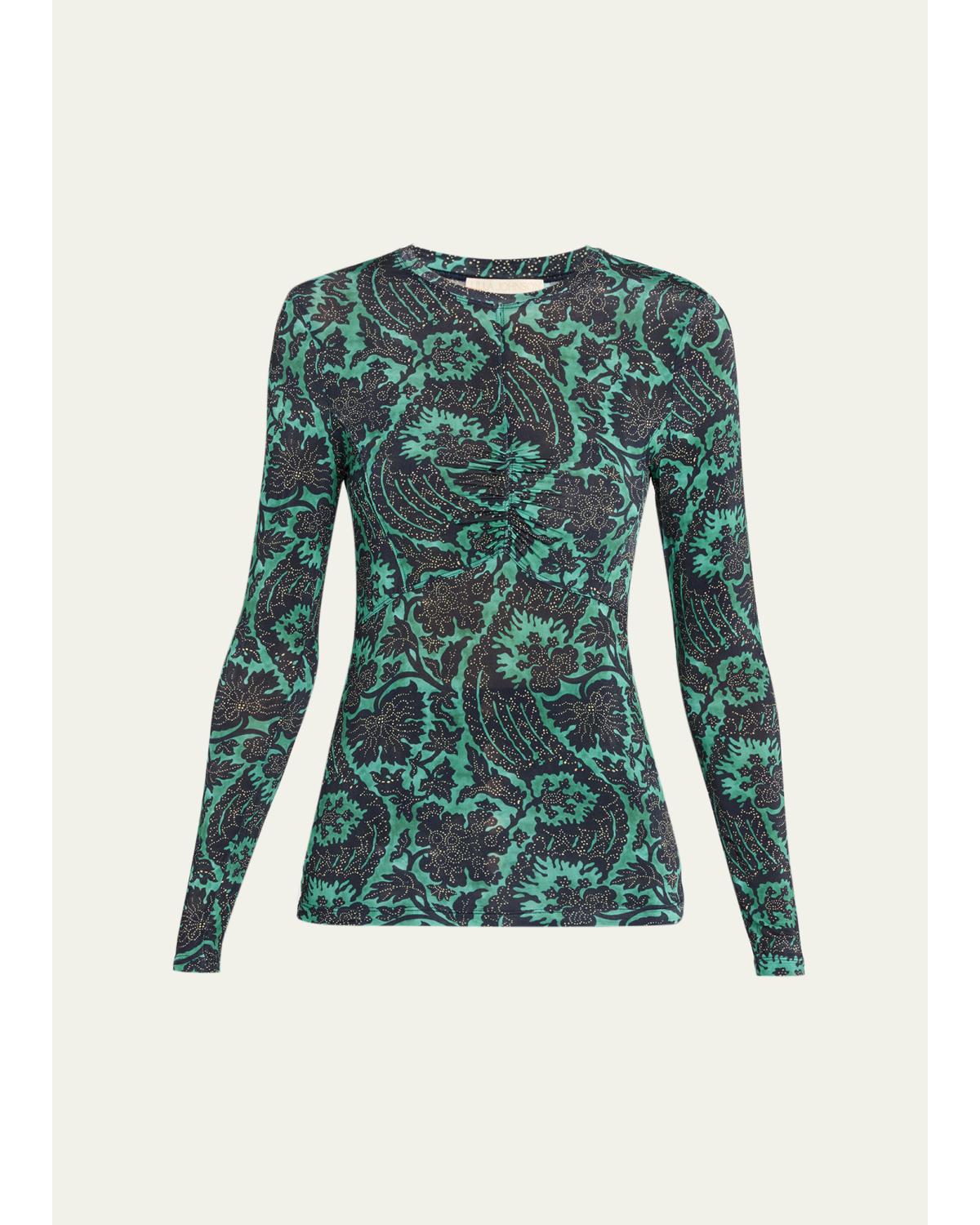 Neri Long-Sleeve Ruched Top