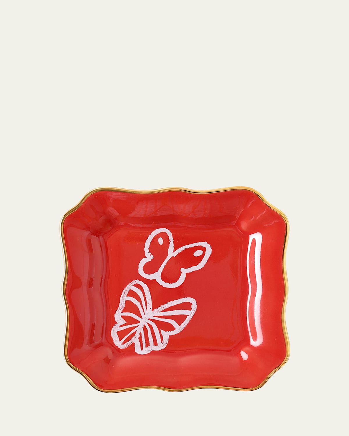 Hunt Slonem Coral Butterfly Portrait Plate