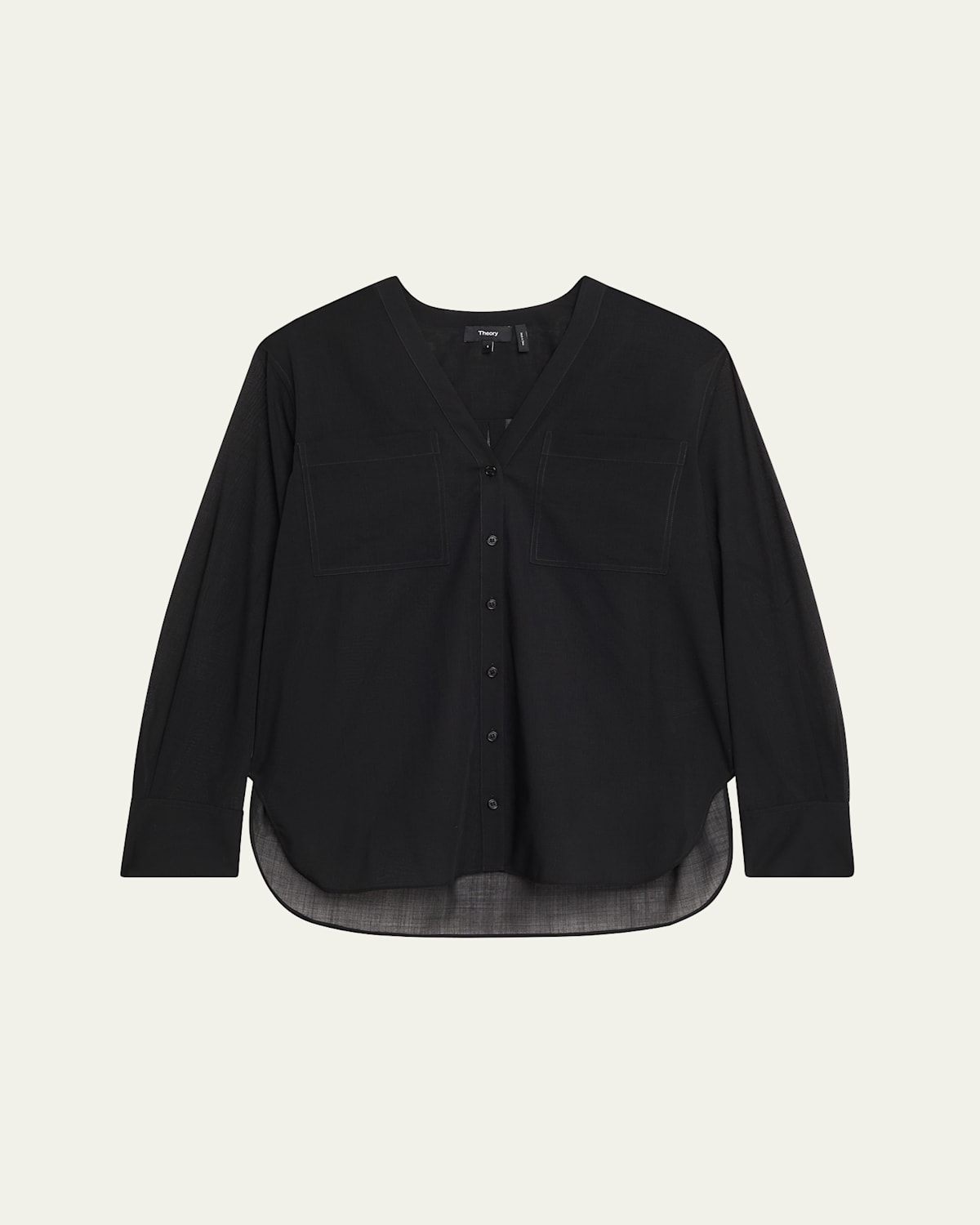 Theory Oversized Lightweight Button-front Shirt In Black