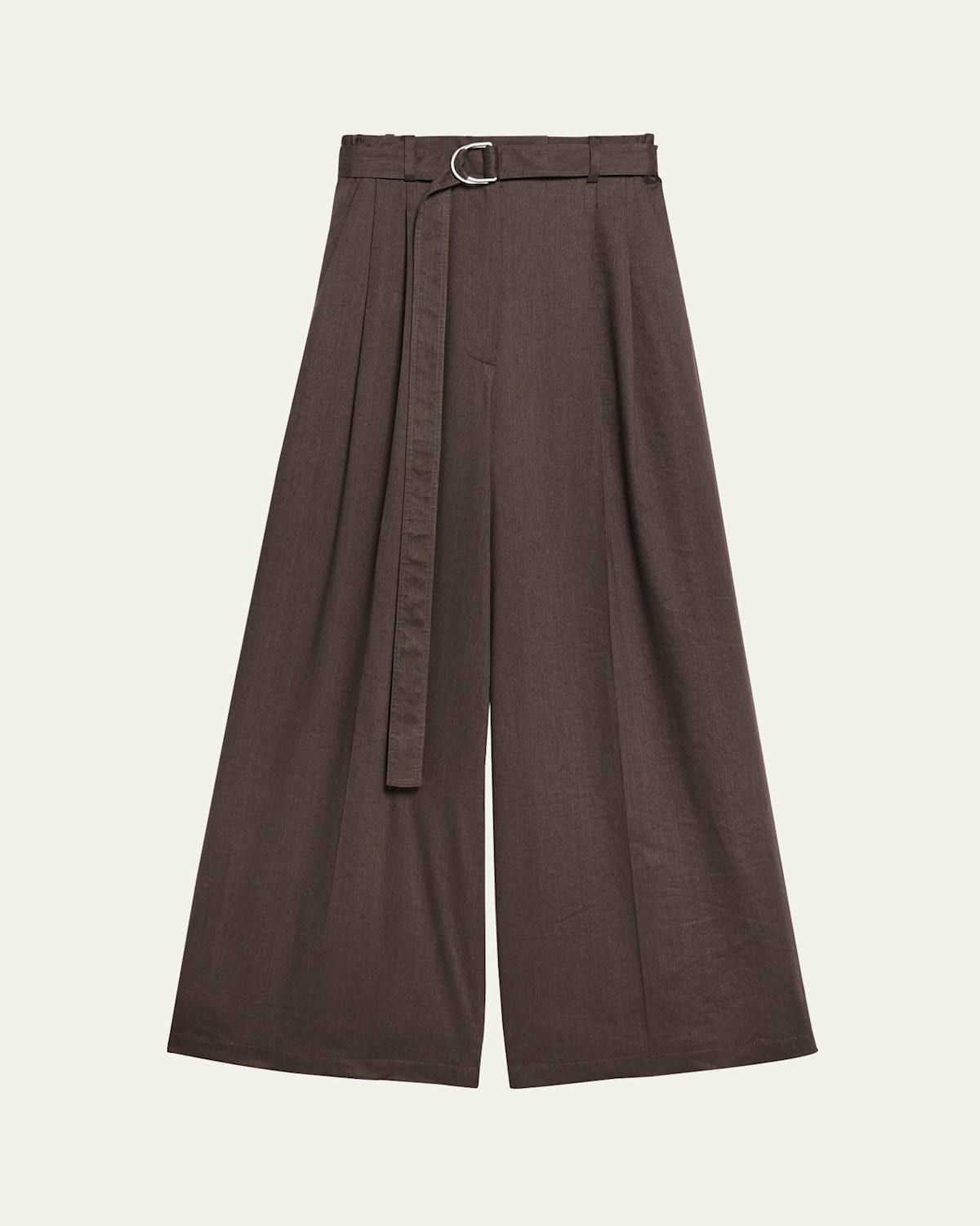 Wide Double-Pleat Trousers with Belt