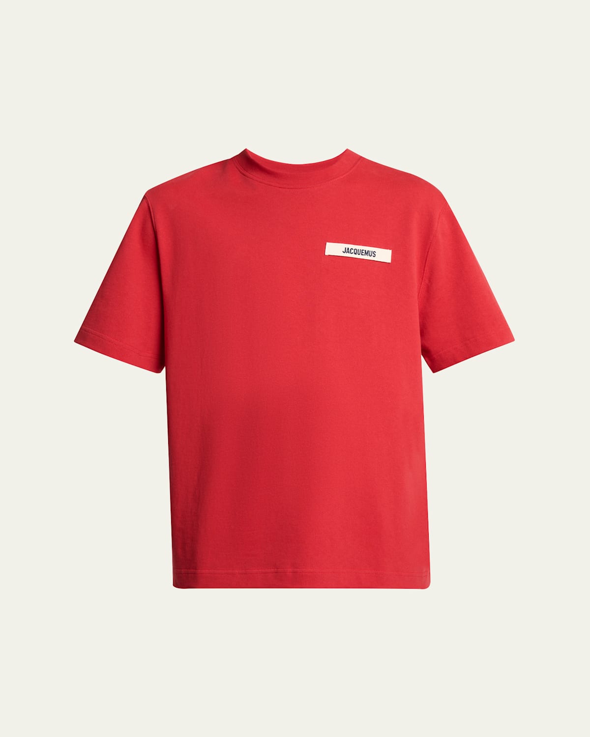 Jacquemus Le T-shirt Gros Grain Red T-shirt With Logo Patch On The Front In Cotton Man In Red