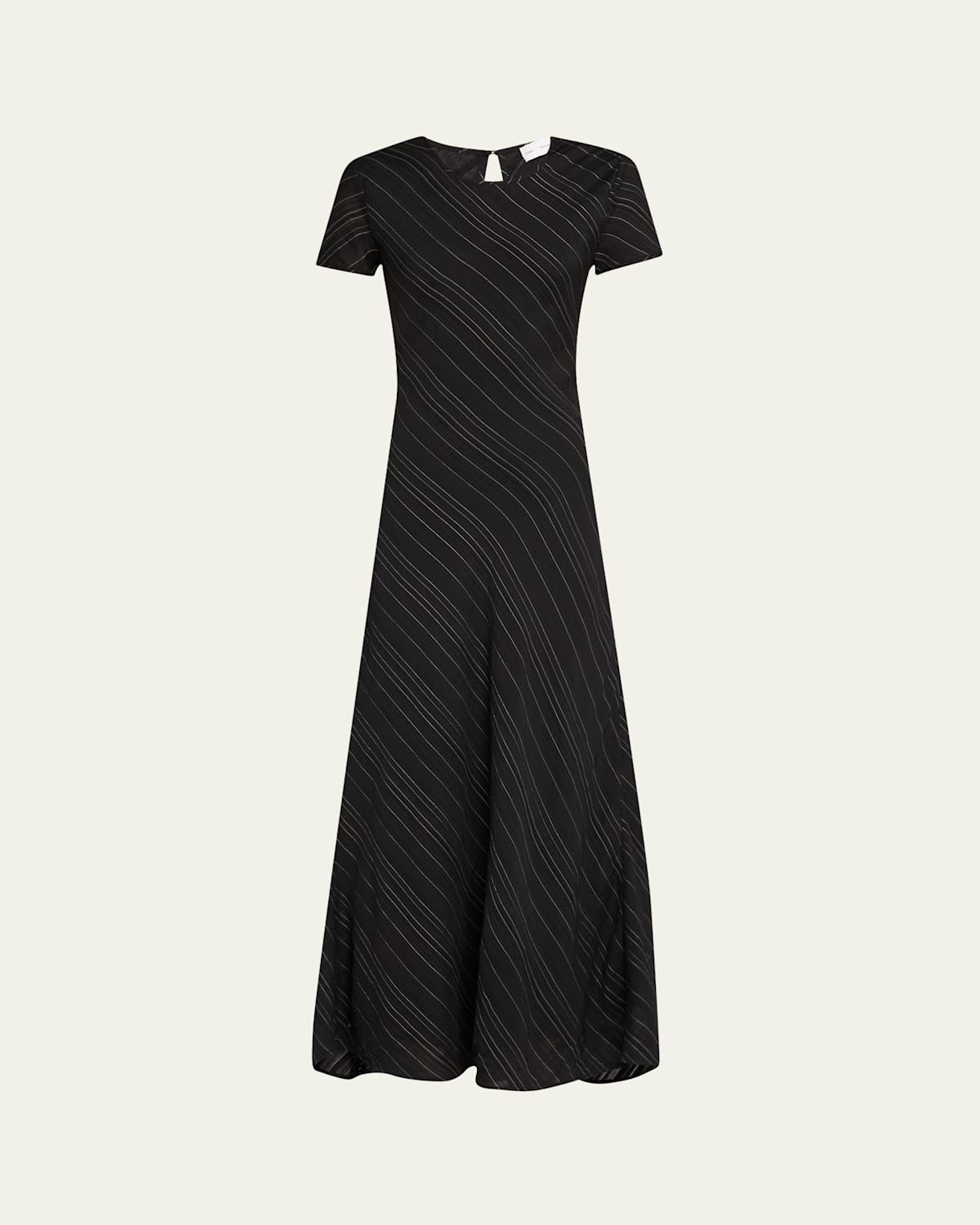 Joss Woven Stripe Short-Sleeve Maxi Dress