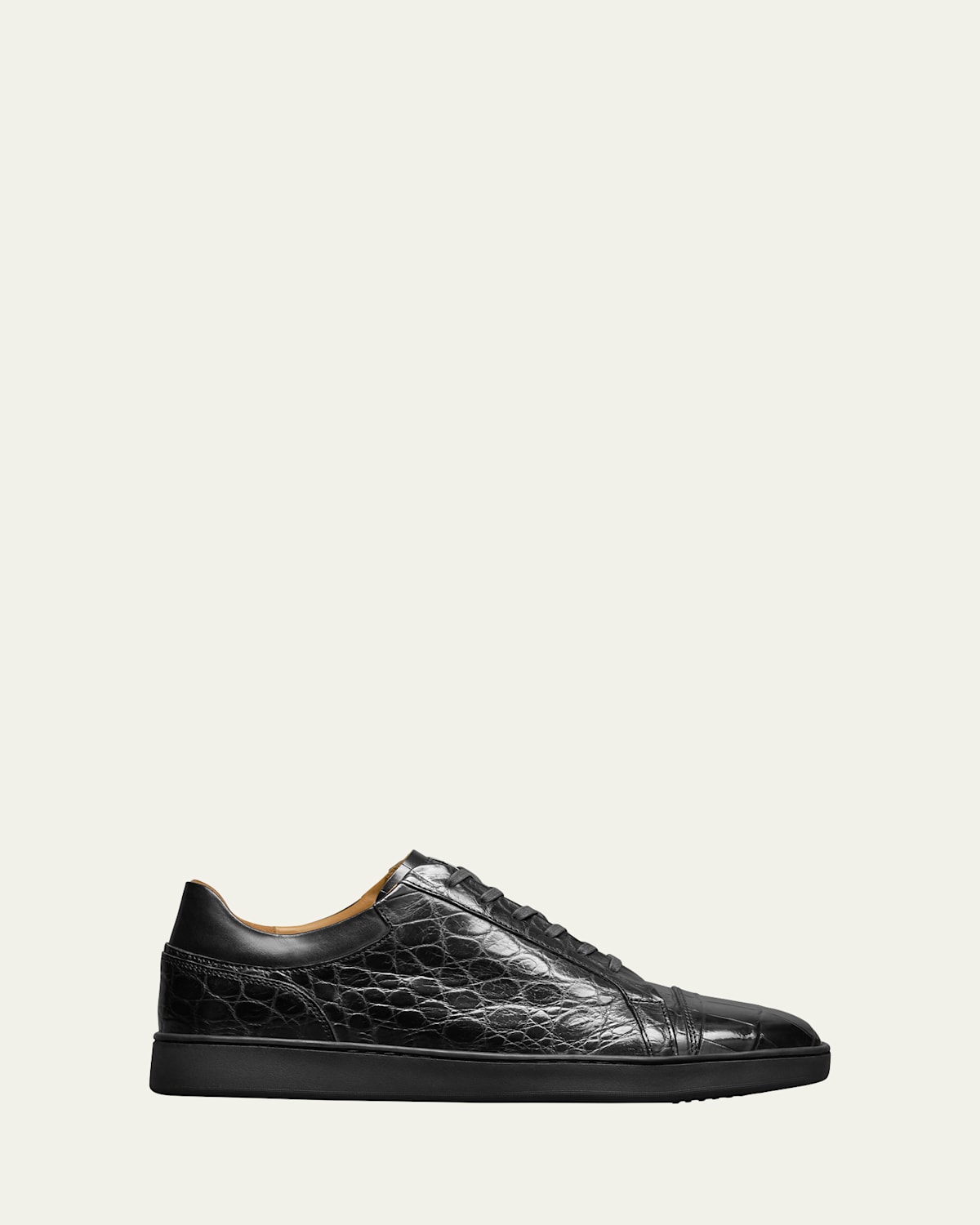 Allen Edmonds Reserve Men's Chambers Crocodile Cap-toe Low-top Sneakers In Black
