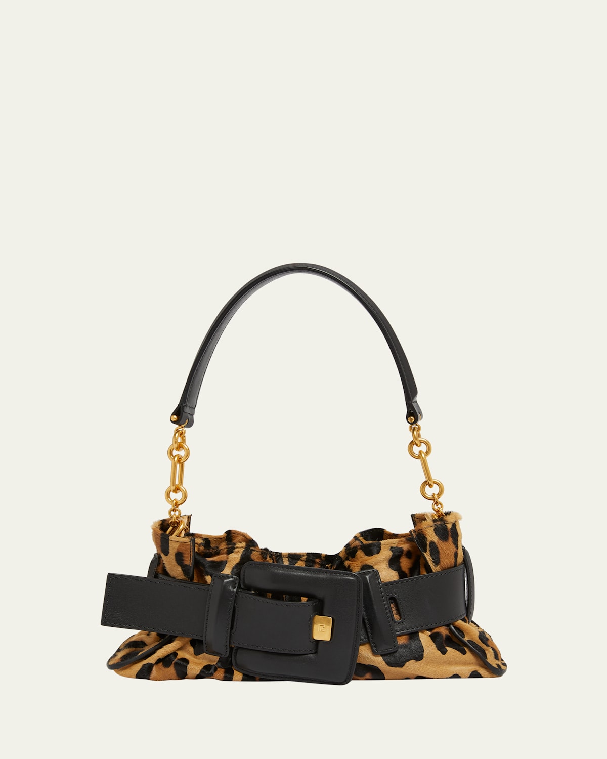 Balmain Anthem Mini Buckled Leather And Leopard-print Calf Hair Shoulder Bag In Multi