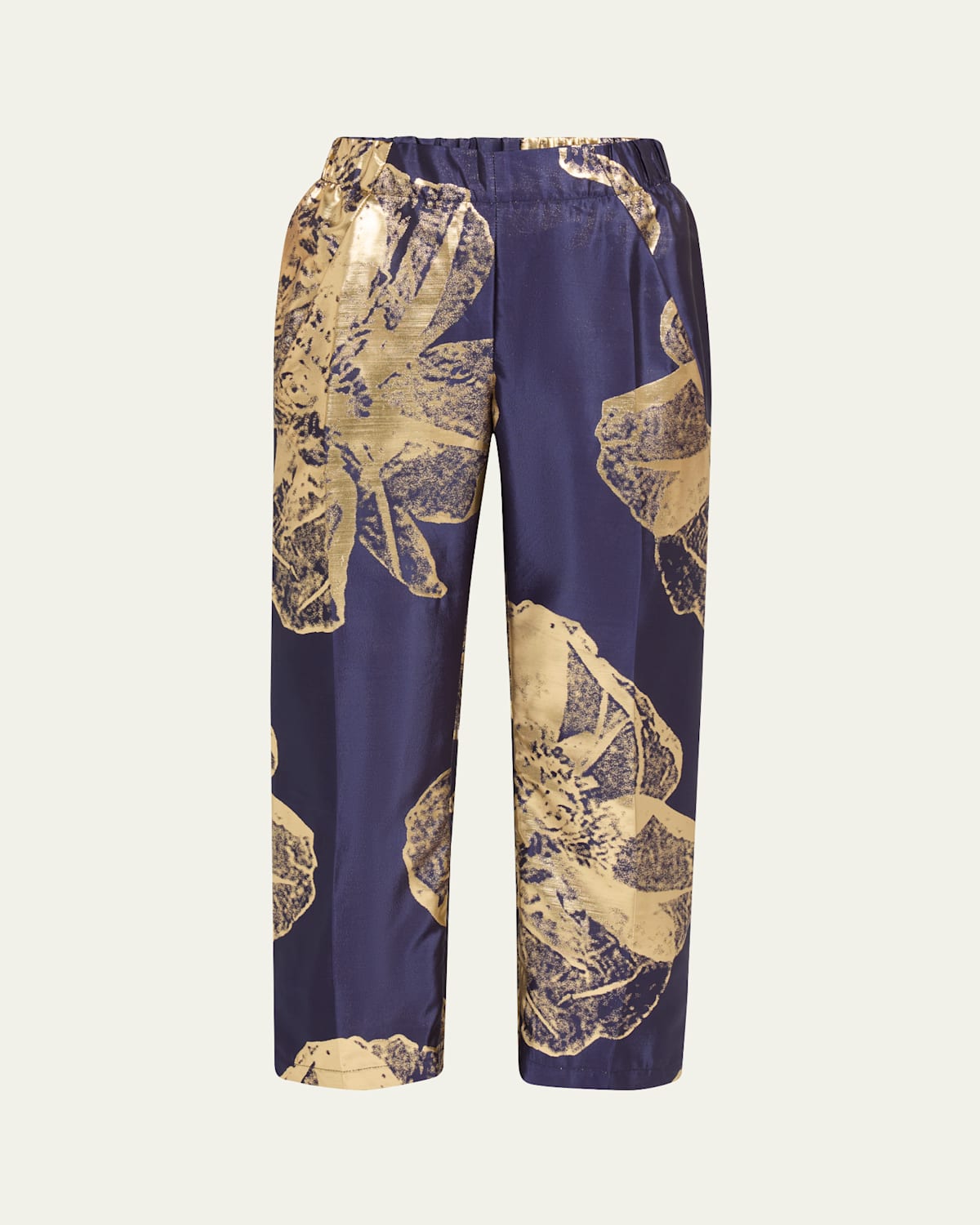 Zero + Maria Cornejo Eko Metallic Jacquard Straight-leg Crop Pants In Gold