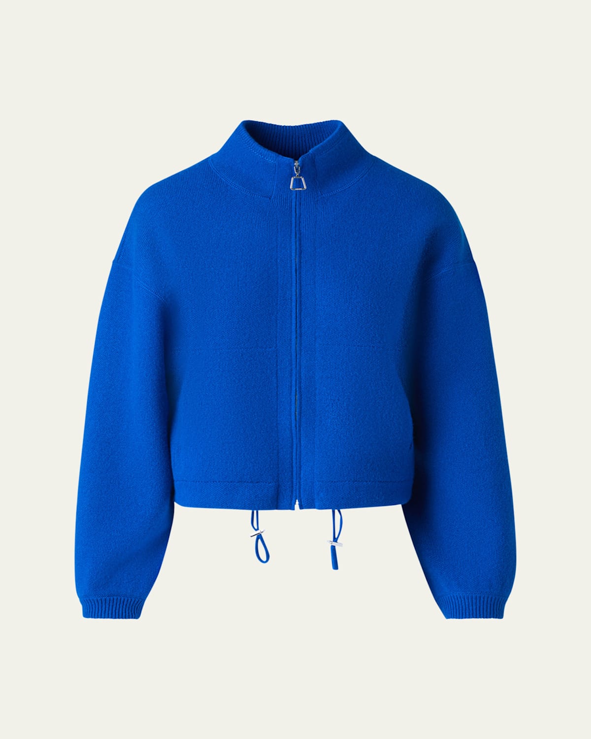 Akris Cashmere Knit Zip Cardigan In Blue