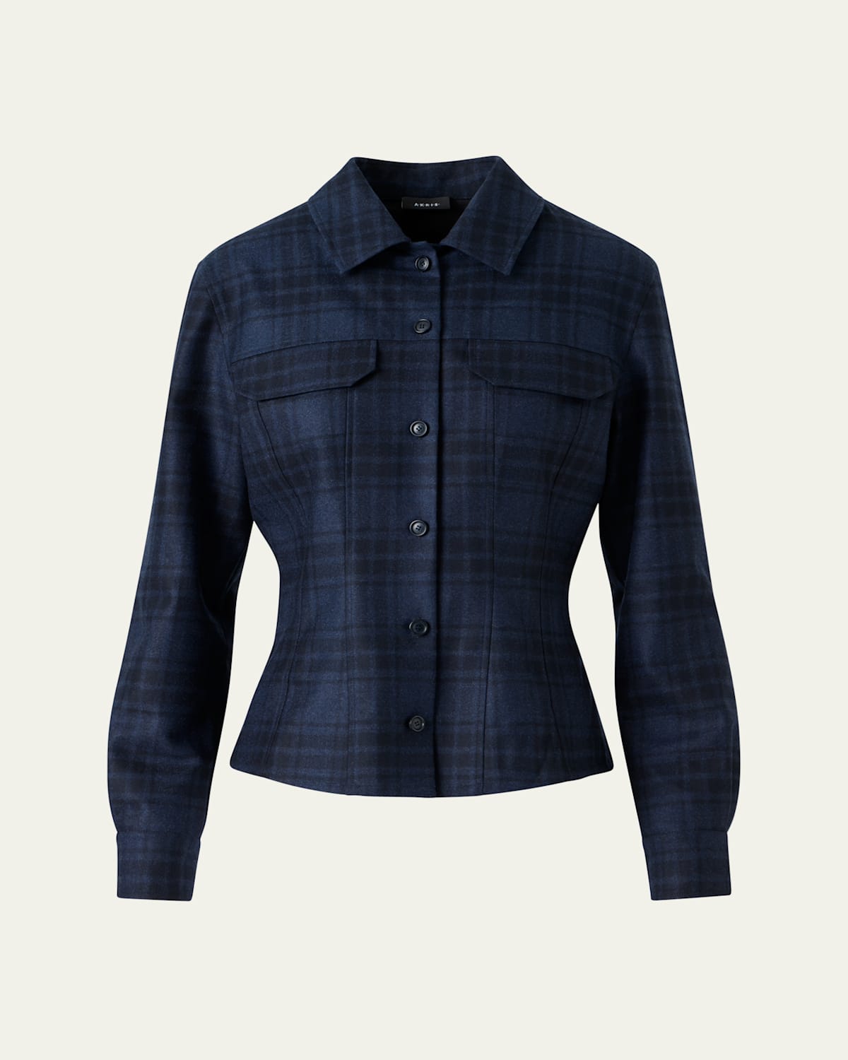 Akris Long-sleeve Check Flannel Shirt In Blue