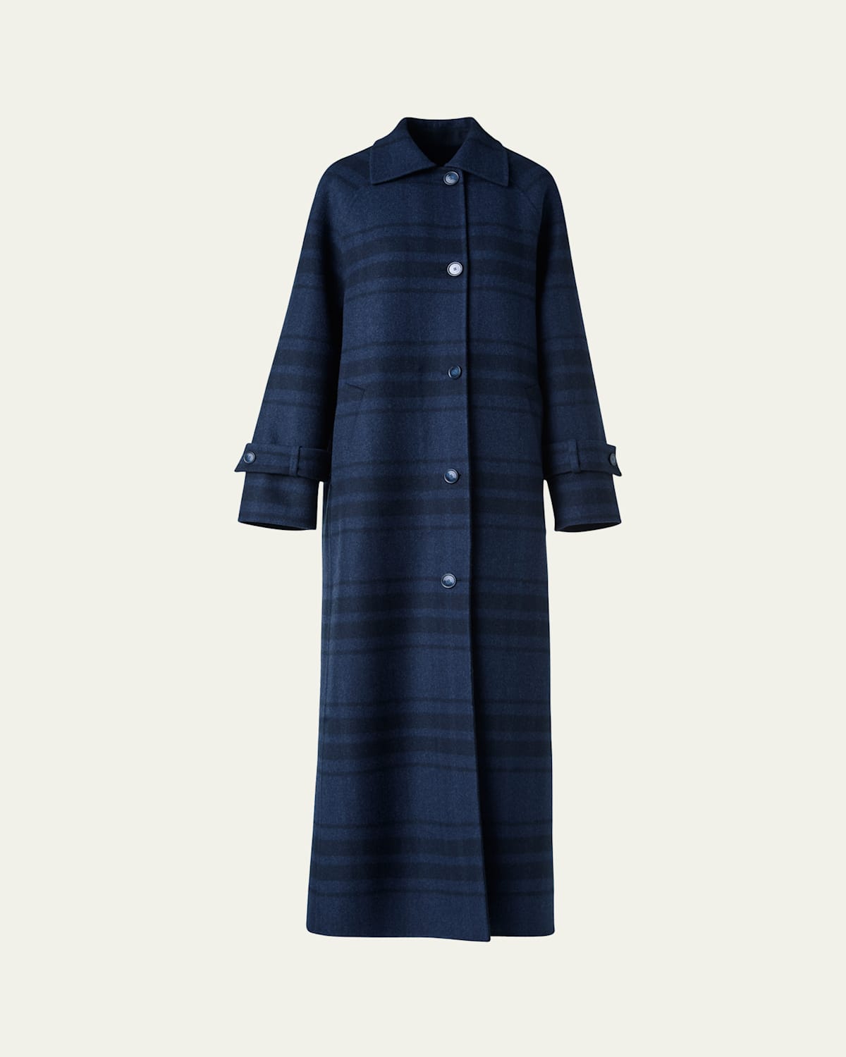 Akris Estelle Double-face Wool Maxi Coat In Blue