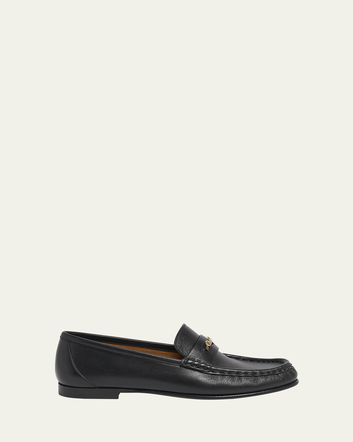 Chloé Leather Logo Chain Penny Loafers