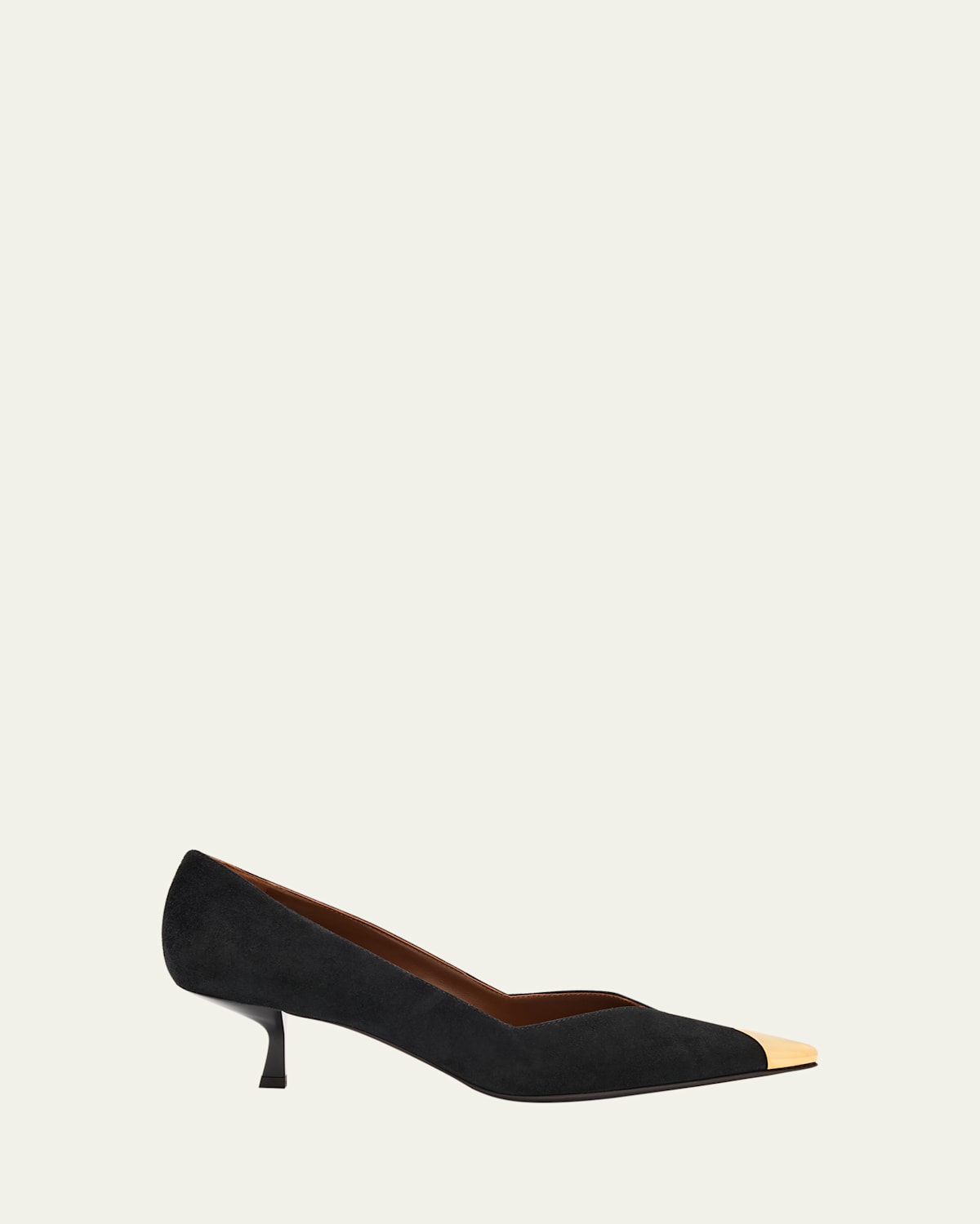 Giuseppe Zanotti Suede Golden Cap-toe Pumps In Black