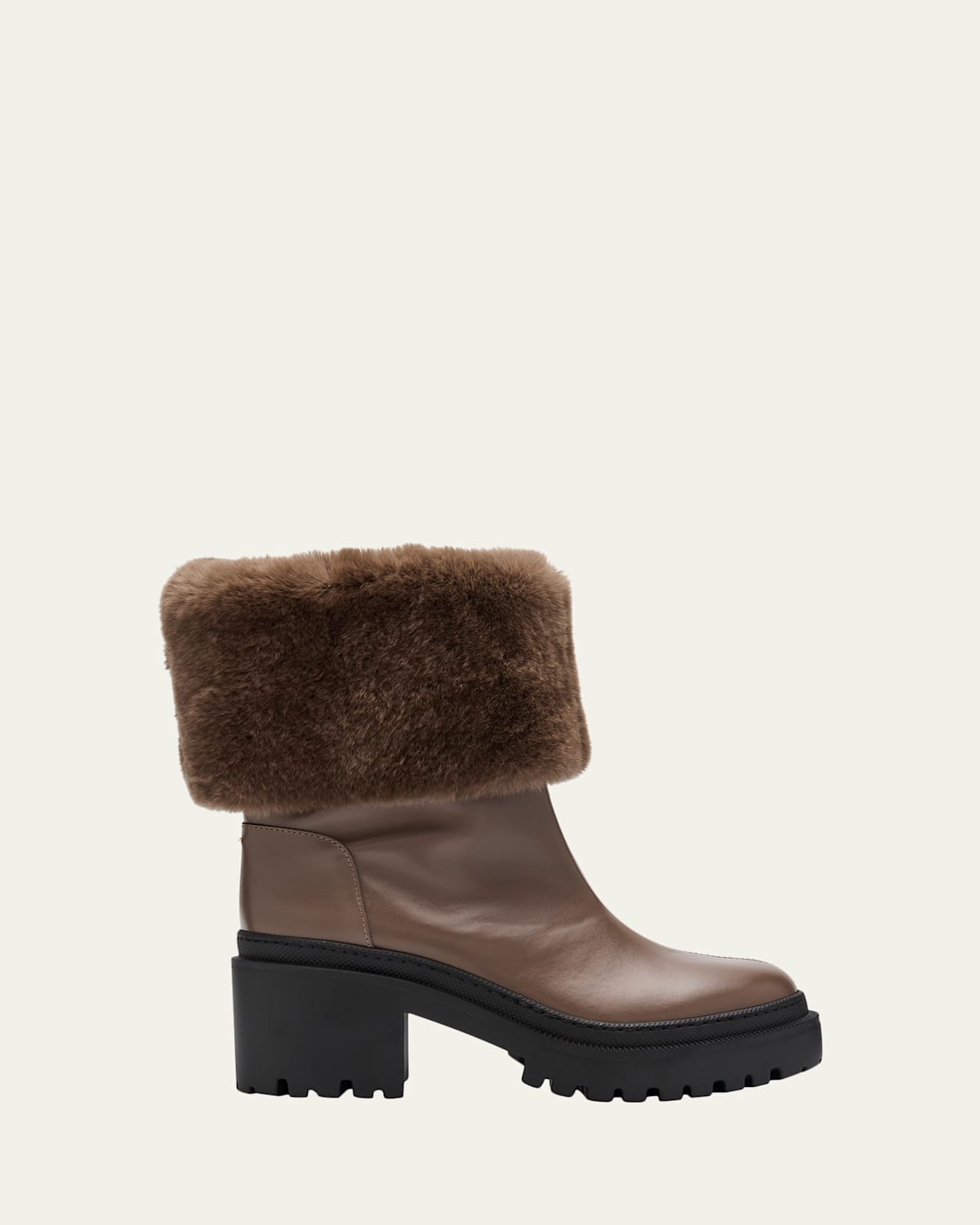 Giuseppe Zanotti Leather Ankle Boots With Shearling Cuff In Brown