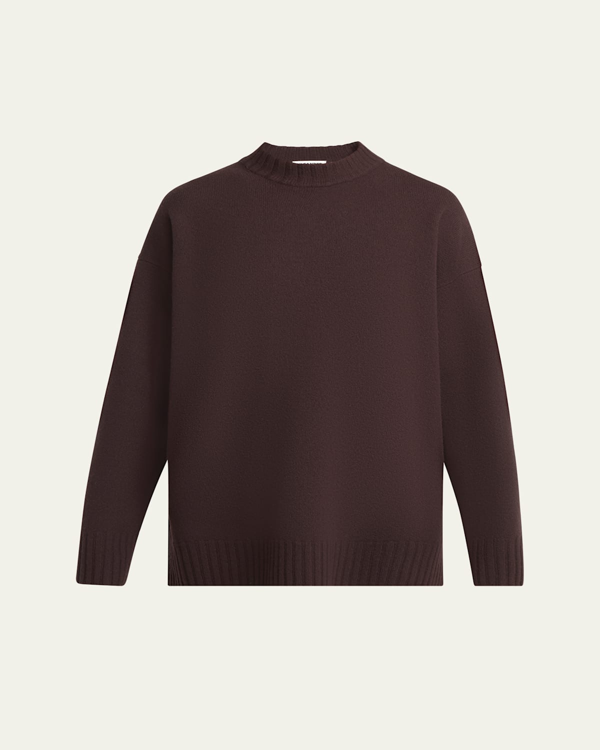 Jil Sander Superfine Merino Wool Oversized Crewneck Sweater In Brown