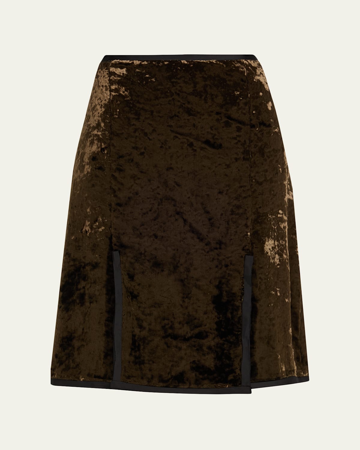 Jil Sander Crushed Velvet Slit Skirt In Brown
