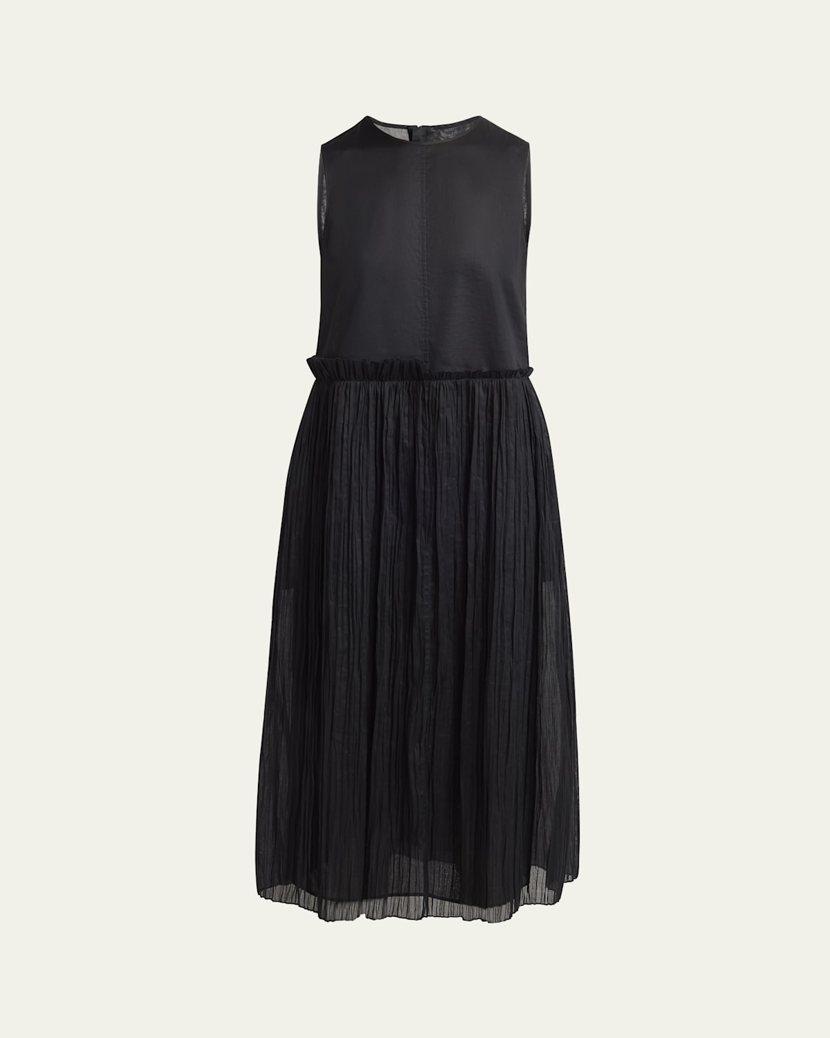 Ruffle Waist Dress With Pleated Skirt