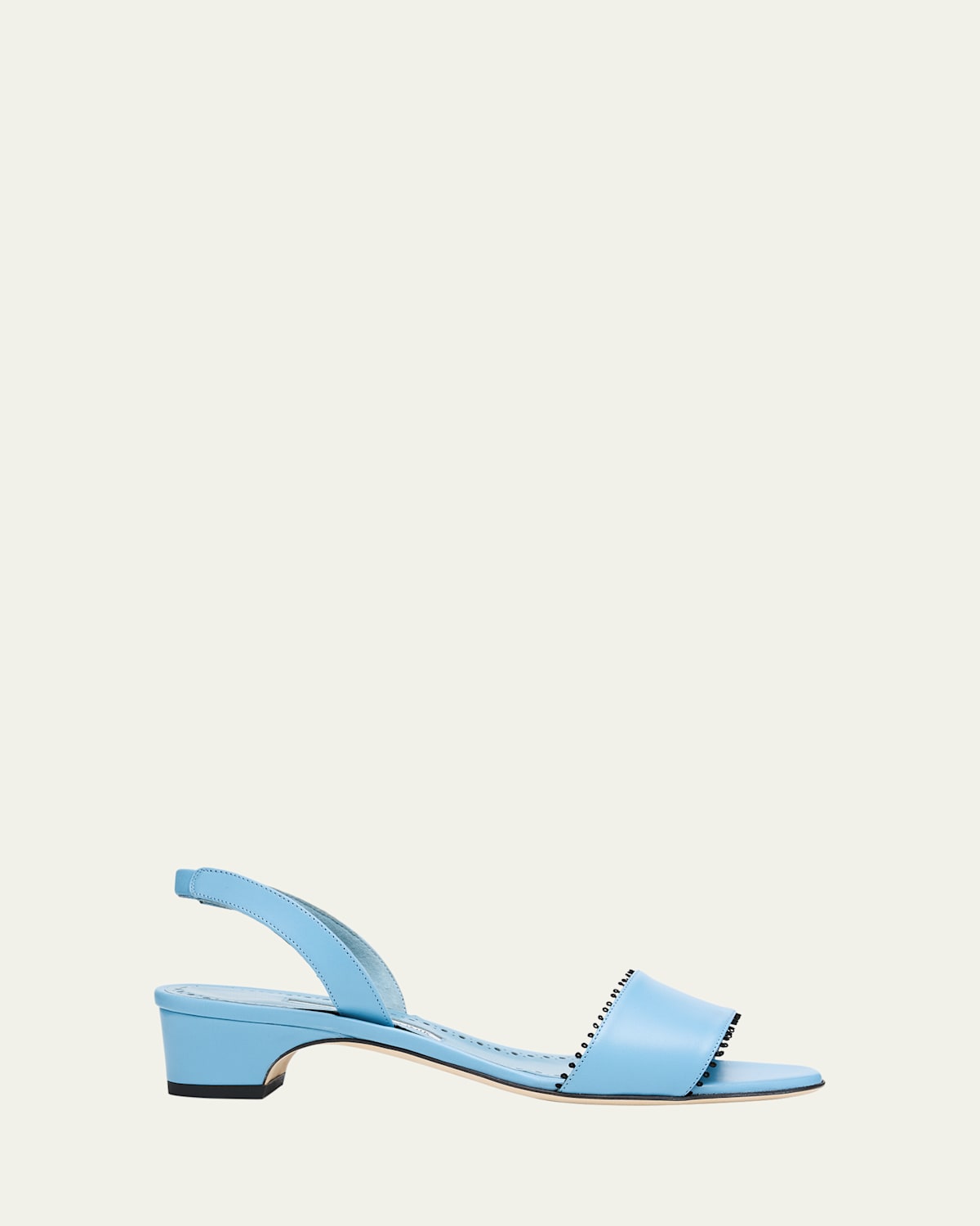 Manolo Blahnik Patobar Leather Slingback Sandals In Blue