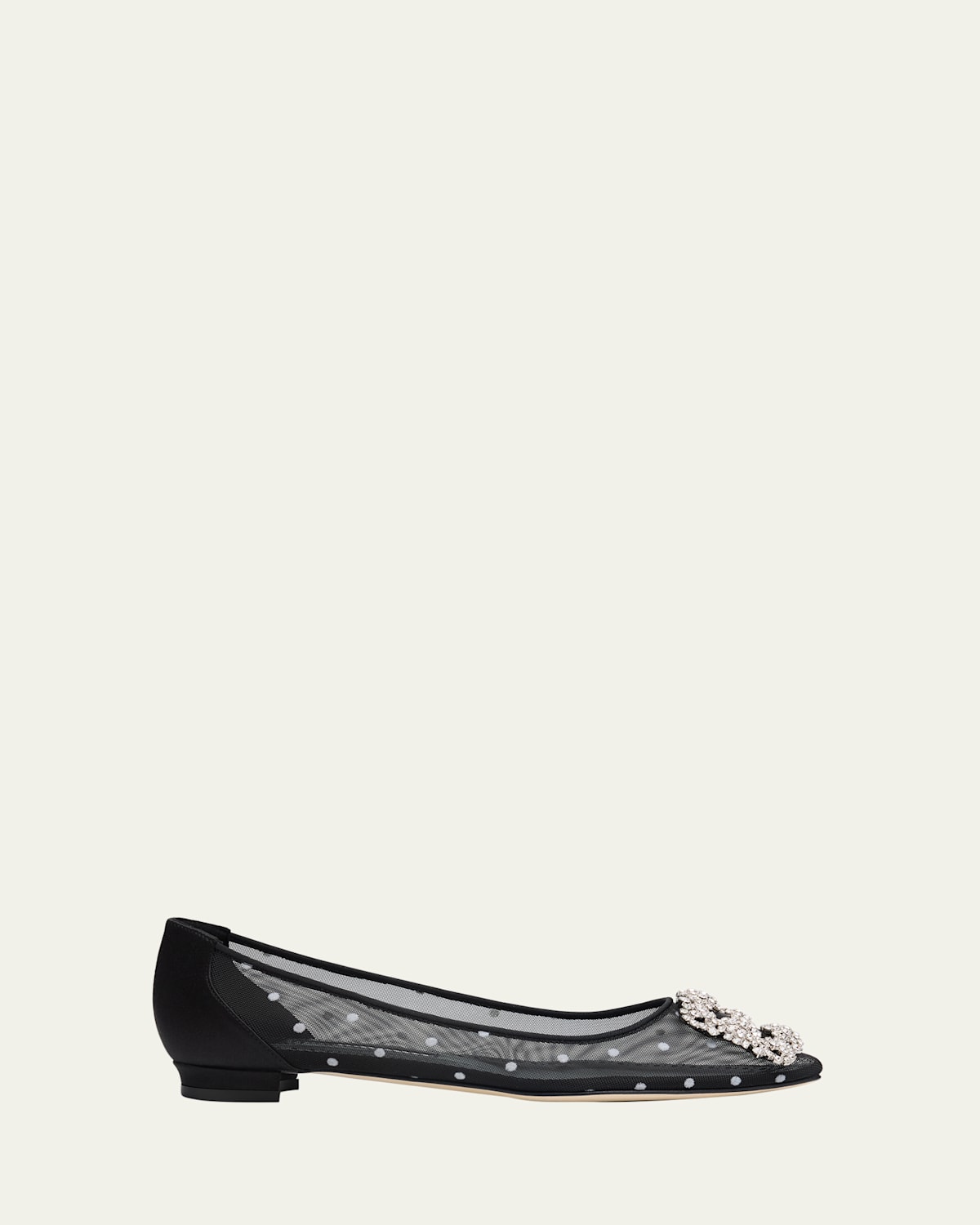 Manolo Blahnik Hangisi Polka-dot Mesh Ballerina Flats In Multi