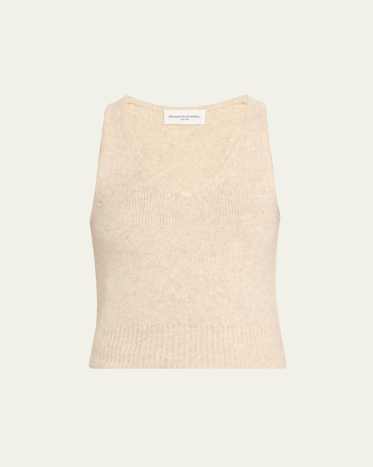 Brandon Maxwell Reese V-neck Cashmere Knit Tank Top In Neutral