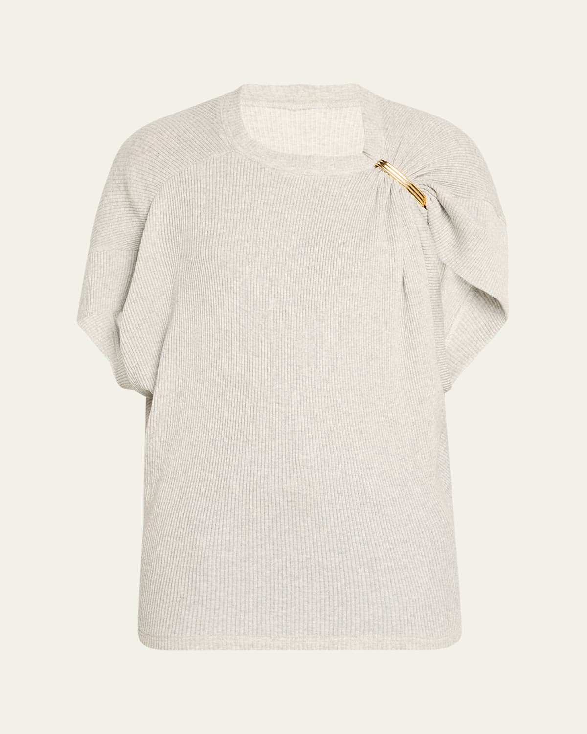 The Faye Asymmetric T-Shirt with Shoulder Hardware