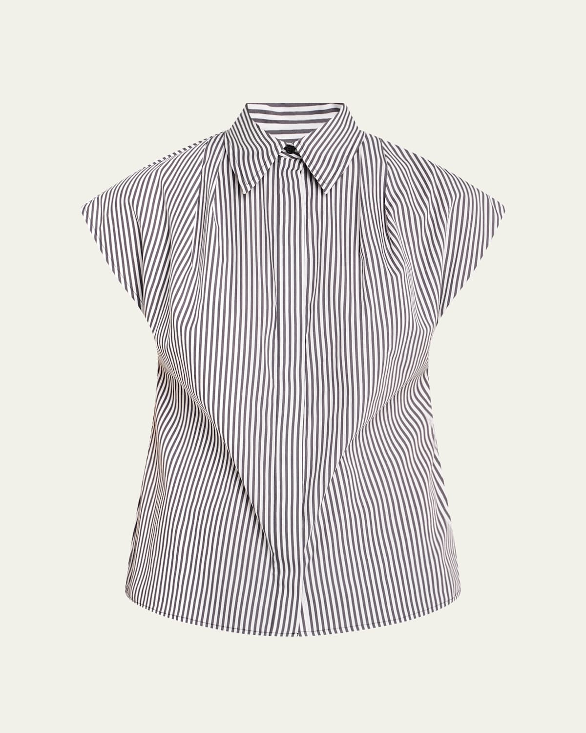 Gabi Striped Cap-Sleeve Button-Down Shirt