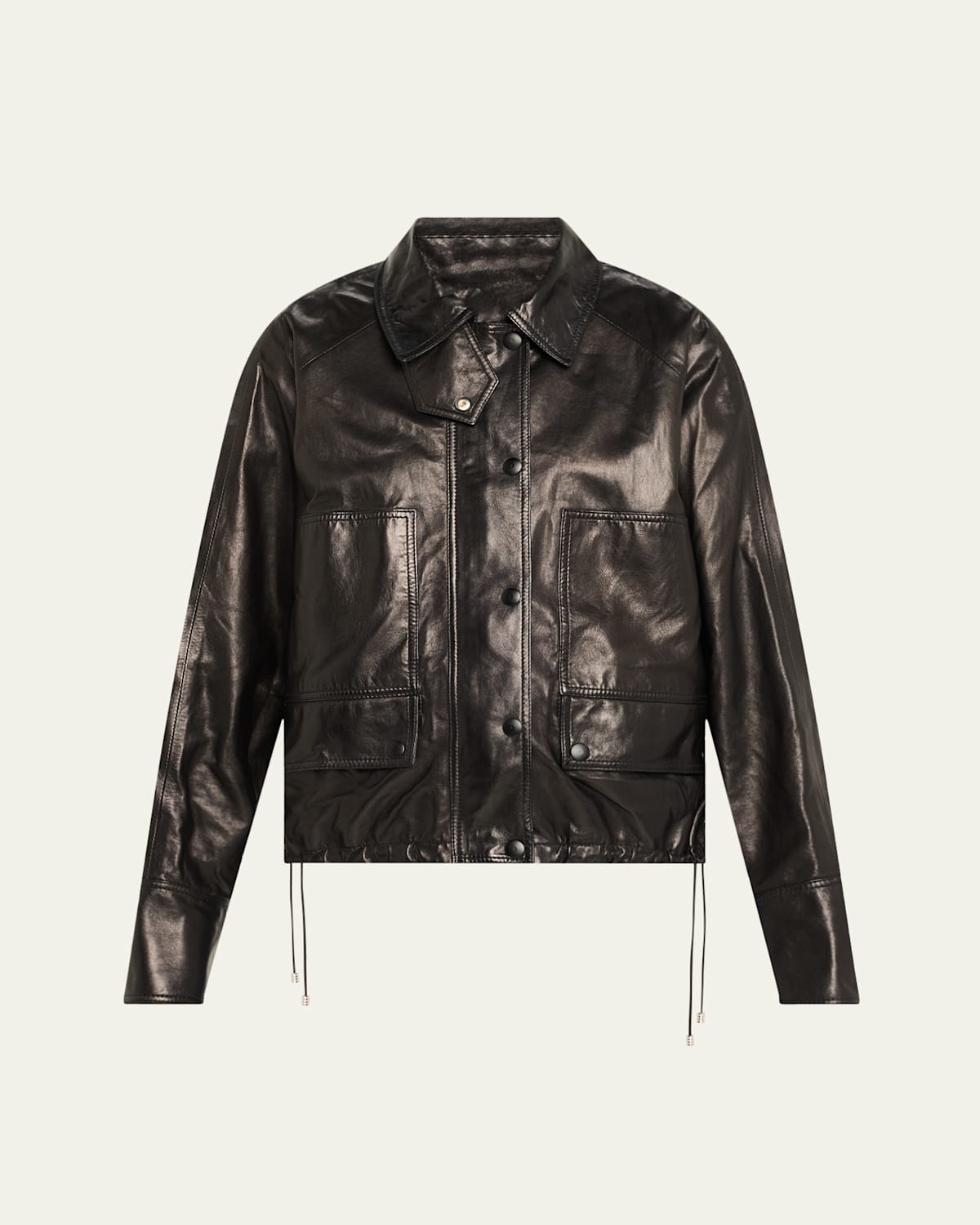 Brandon Maxwell The Harper Balloon Lambskin Leather Jacket In Black