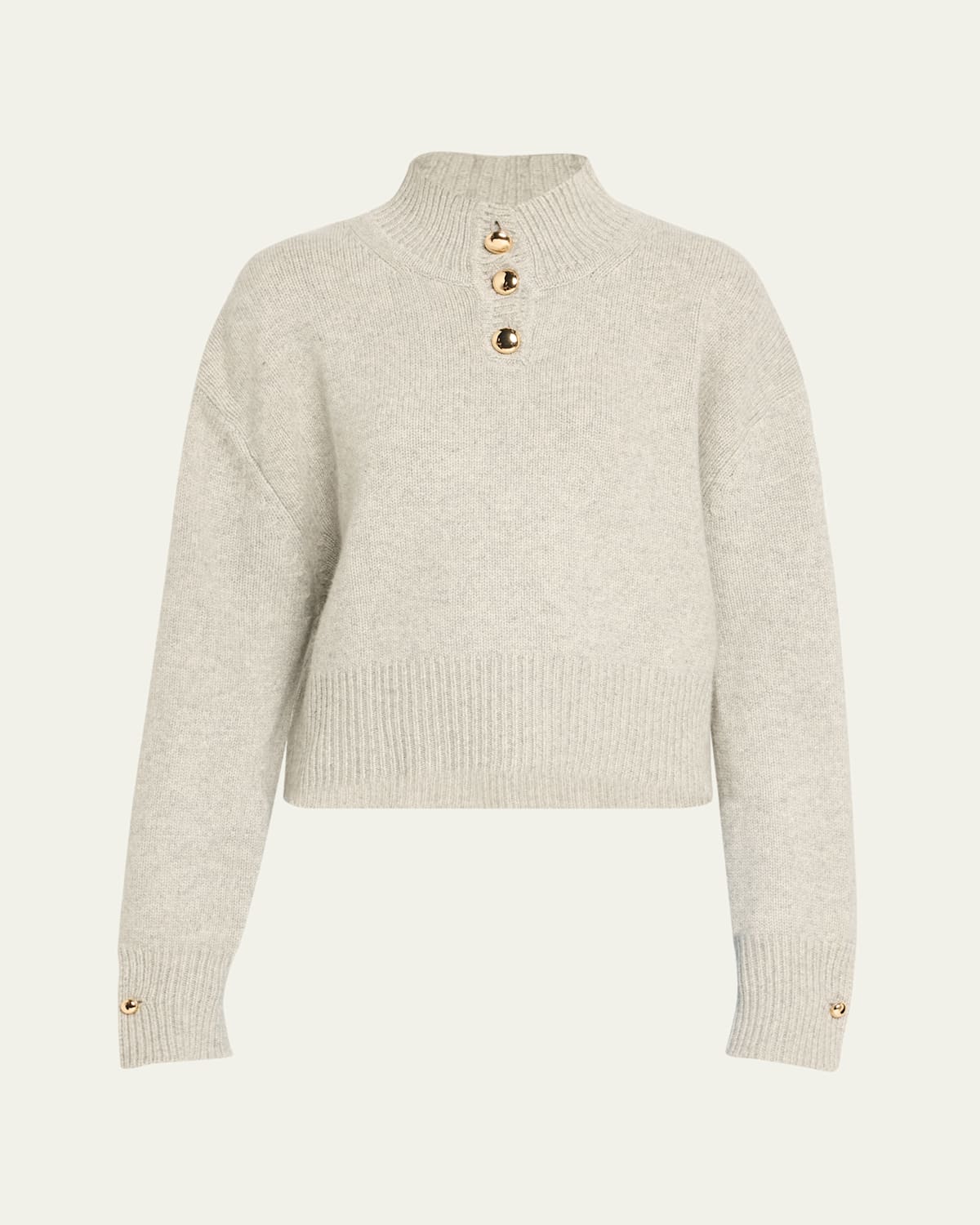 Brandon Maxwell Rowe Macroon-button Crop Henley Sweater