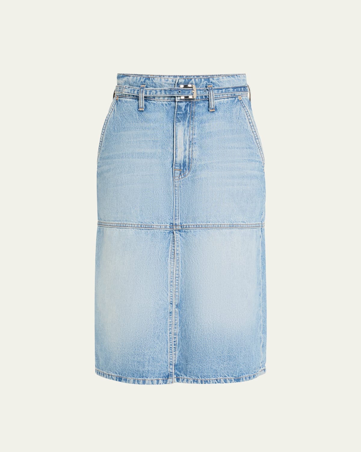 Cecilia Belted Denim Midi Skirt